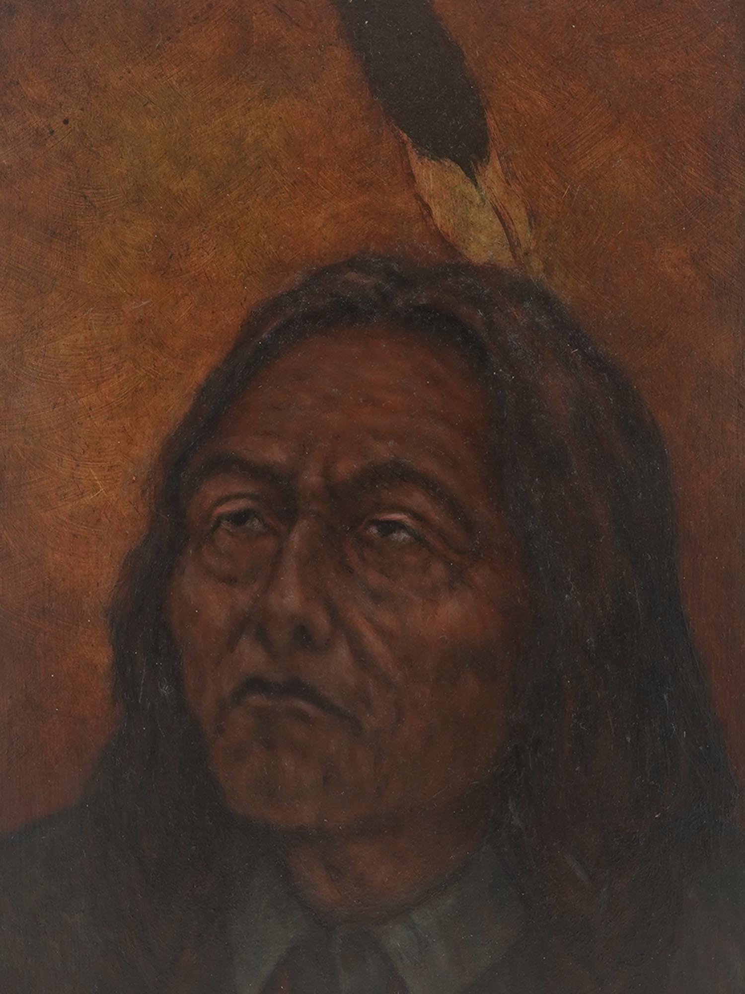 OIL ON BOARD PAINTING INDIAN CHIEF SIGNED J FLECK PIC-1